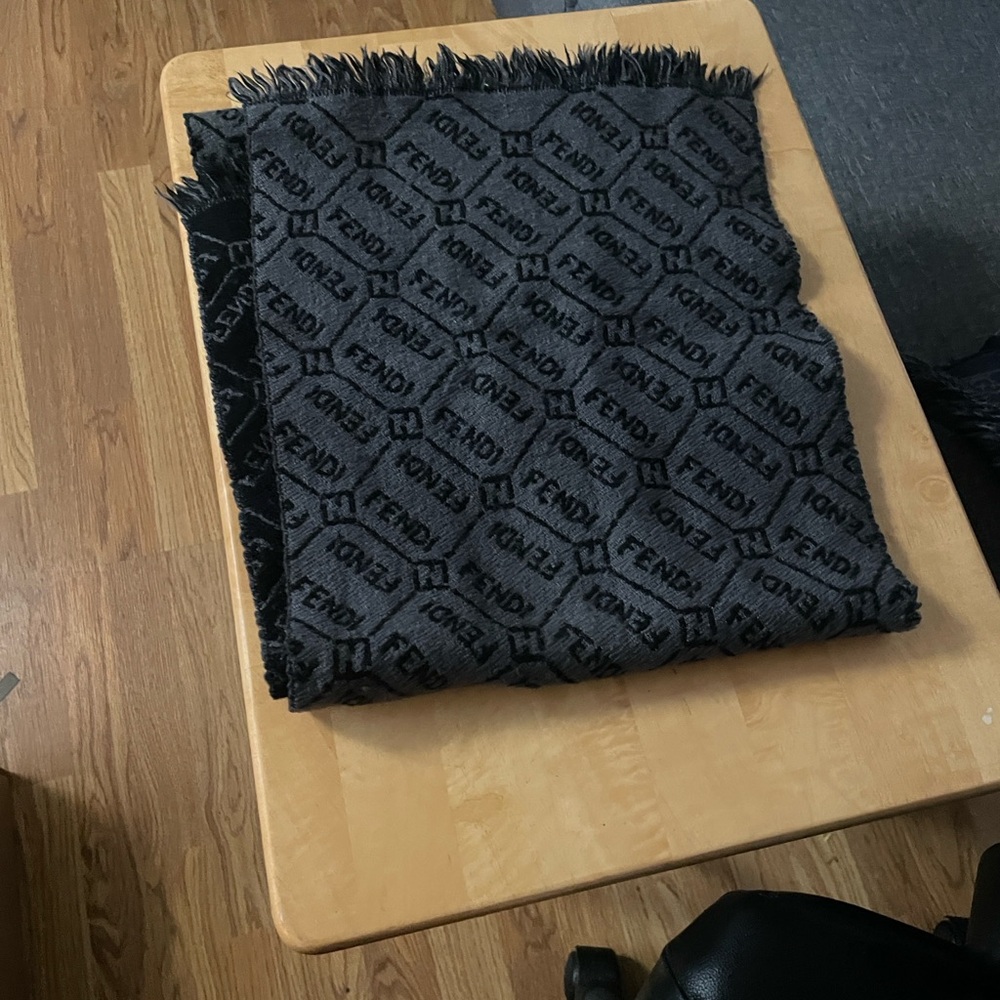 Fendi Charcoal and Slate Monogram Scarf - Picture 5 of 5